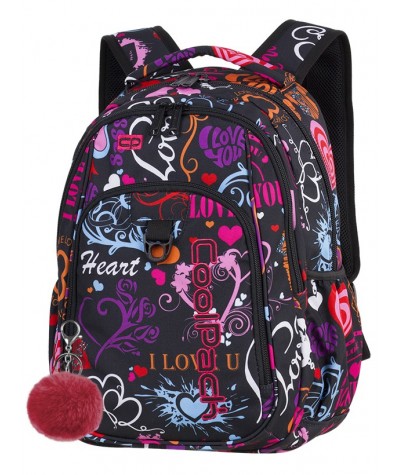 Plecak młodzieżowy CoolPack CP STRIKE EMOTIONS serca A254 + GRATIS pompon. Słodki plecak miłość dla dziewczyn.