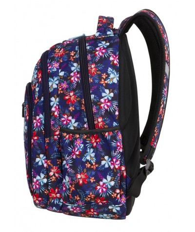Plecak młodzieżowy CoolPack CP STRIKE TROPICAL BLUISH ukwiecona łąka A222 + GRATIS pompon. Plecak w kwiaty dla dziewczyny.