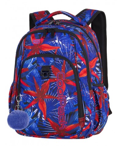Plecak młodzieżowy CoolPack CP STRIKE HAWAIAN BLUE hawajskie kwiaty A308+ GRATIS zawieszka, pompon. Egzotyczny wzór dziewczęcy