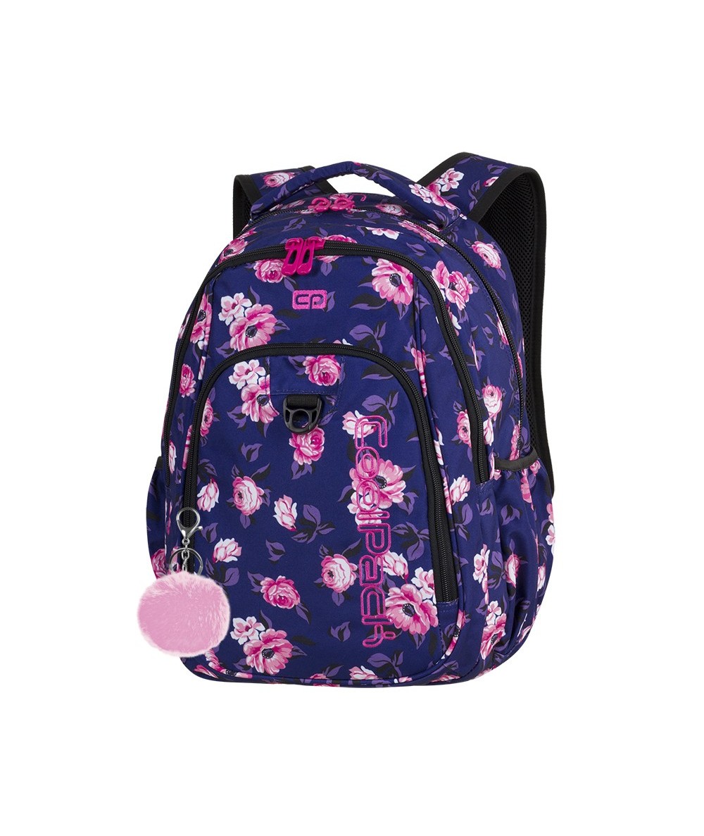 Plecak młodzieżowy CoolPack CP STRIKE ROSE GARDEN róże 807 + GRATIS pompon. Dziewczęcy plecak szkolny w różowe kwiaty.