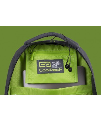 Plecak młodzieżowy CoolPack CP DART GREY/LEMON szary z limonkowym. Plecak dla chłopaka do szkoły z neonowymi dodatkami.
