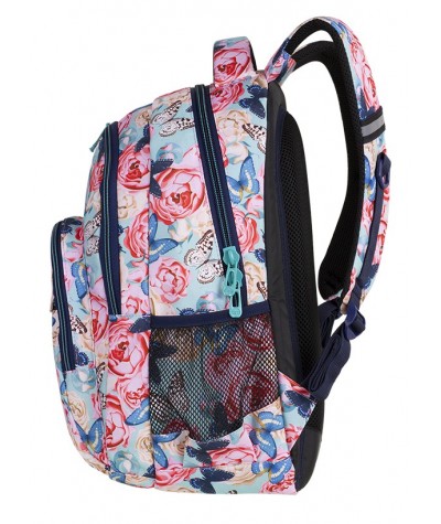 Plecak młodzieżowy CoolPack CP BASIC PLUS BUTTERFLIES róże i motyle - romantyczny plecak w stylu retro dla dziewczyn 
