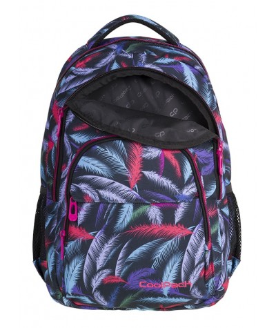 Plecak młodzieżowy CoolPack CP BASIC PLUS PLUMES kolorowe pióra - plecak dla dziewczyn w ptasie pióra.
