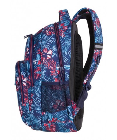 Plecak młodzieżowy CoolPack CP BASIC PLUS EMERALD JUNGLE niebieskie kwiaty - plecak abstrakcyjne kwiaty dla dziewczyn.
