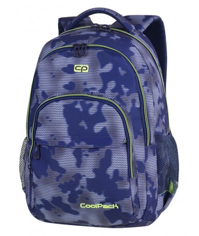Plecak młodzieżowy CoolPack CP BASIC PLUS MISTY GREEN niebieskie plamy - kosmiczny plecak do szkoły dla chłopaka.