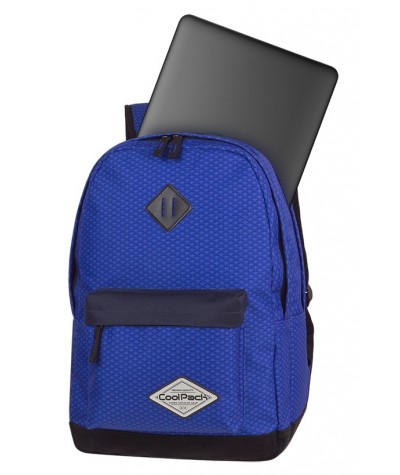 Plecak szkolny CoolPack CP SCOUT COBALT NET kobaltowy na laptop - młodzieżowy plecak w kolorze indygo 
