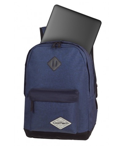 Plecak szkolny CoolPack CP SCOUT SHABBY NAVY brudny granat na laptop - granatowy plecak z czarnymi elementami dla chłopaka