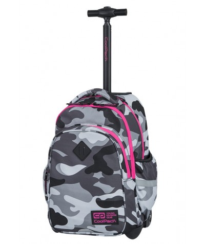 Plecak na kółkach CoolPack CP JUNIOR CAMO PINK NEON różowe moro - dla dziewczyny, która lubi wojskowy styl