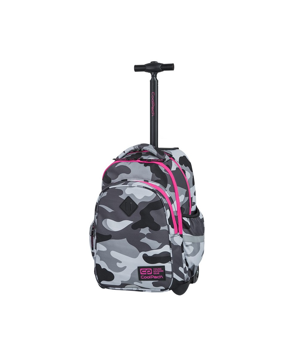 Plecak na kółkach CoolPack CP JUNIOR CAMO PINK NEON różowe moro - dla dziewczyny, która lubi wojskowy styl