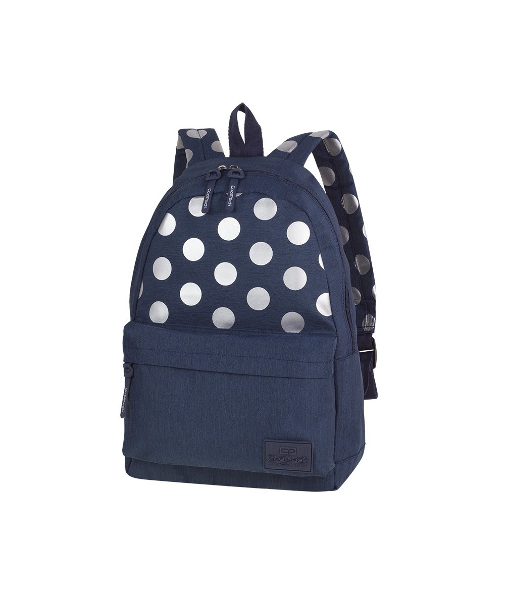 Plecak miejski CoolPack CP STREET SILVER DOTS/BLUE niebieski w kropki, plecak na studia, plecak w srebrne kropki