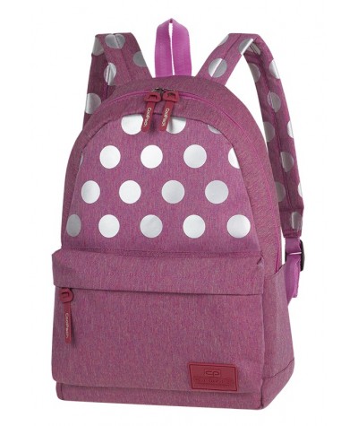 Plecak miejski CoolPack CP STREET SILVER DOTS/PINK różowy w kropki, różowy plecak do szkoły, plecak do gimnazujm, plecak miejski