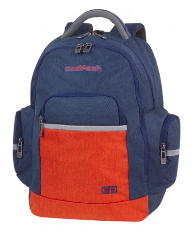 Plecak młodzieżowy CoolPack CP BRICK COLOR FUSION NAVY granat z pomarańczem, modny plecak dla chłopaka, fajny plecak dla chłopca