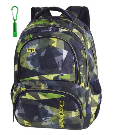 Plecak młodzieżowy CoolPack CP SPINER LIME ABSTRACT limonkowa abstrakcja A001+ LATARKA - modny plecak dla chłopaka, fajny plecak