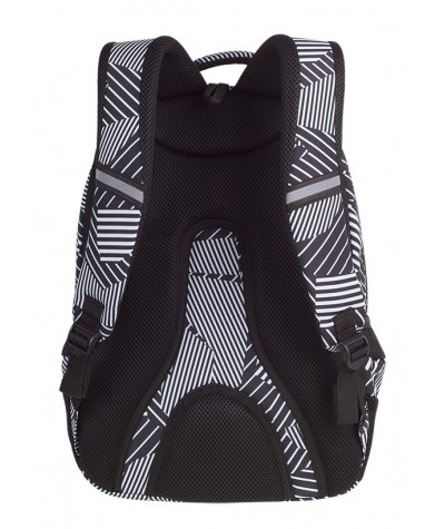 Plecak młodzieżowy CoolPack CP SPINER BLACK & WHITE czarno biały A016 + POMPON - fajny plecak dla dziewczyn, modny plecak