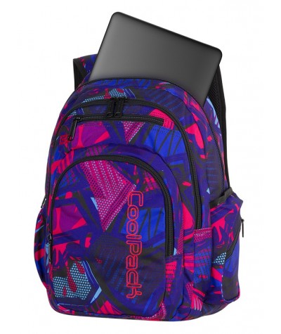 Plecak młodzieżowy CoolPack CP FLASH CRAZY PINK ABSTRACT różowa abstrakcja + POMPON dla dziewczyn, modny plecak dla dziewczyn