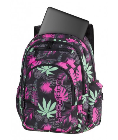 Plecak młodzieżowy CoolPack CP FLASH POLYNESIAN FOREST liście A248 + POMPON - modny plecak dla chłopaka i dziewczyny