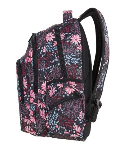 Plecak młodzieżowy CoolPack CP FLASH CORAL BLOSSOM koralowe kwiaty A269 + POMPON, modny plecak dla dziewczyny, plecak w kwiaty