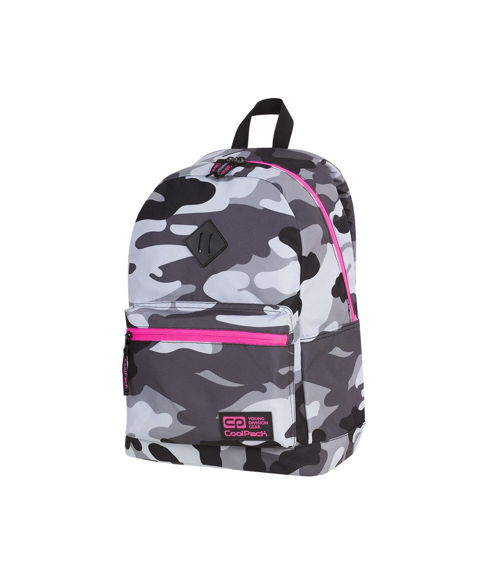 Plecak miejski CoolPack CP CROSS EVA CAMO PINK NEON moro z różowym - plecak moro do szkoły, plecak moro dla dziewczyny