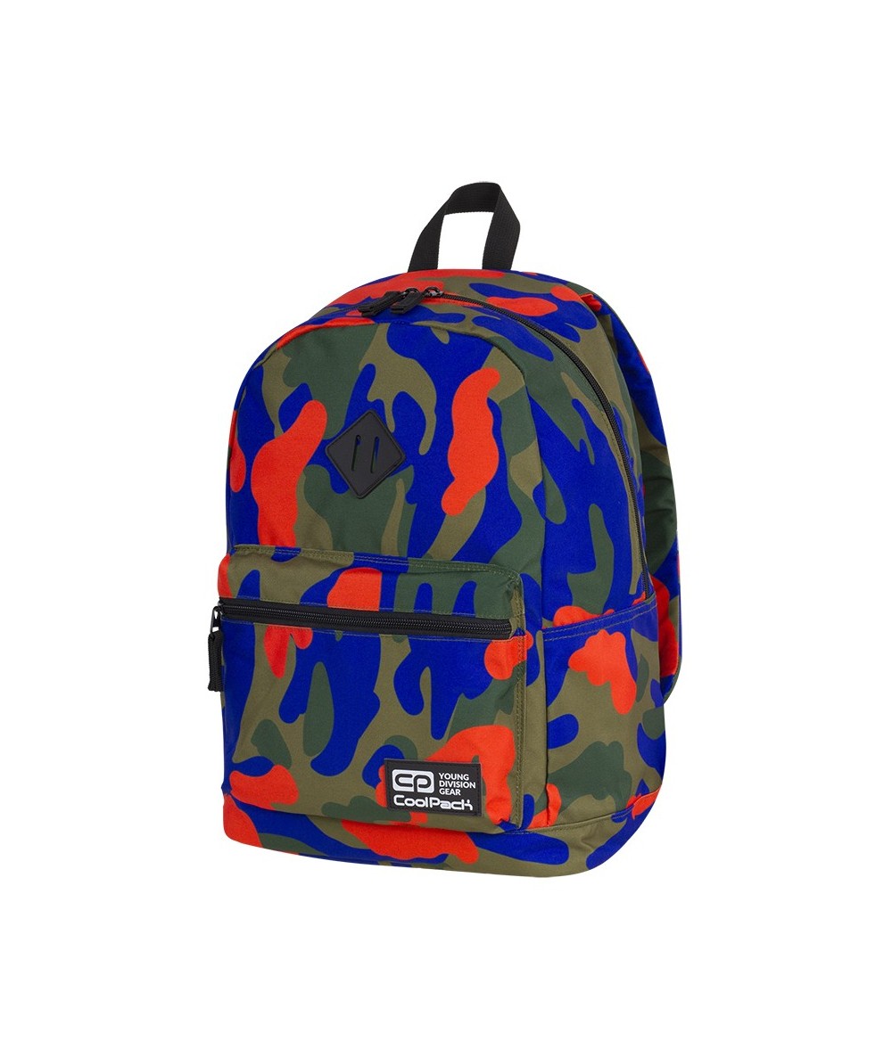 Plecak miejski CoolPack CP CROSS EVA CAMOUFLAGE TANGERINE kolorowe moro - modny plecak dla chłopaka, plecak moro do szkoły