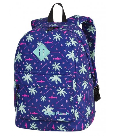 Plecak miejski CoolPack CP CROSS EVA PINK SHARKS palmy - plecak do szkoły dla dziewczyny, modny plecak dla dziewczyny