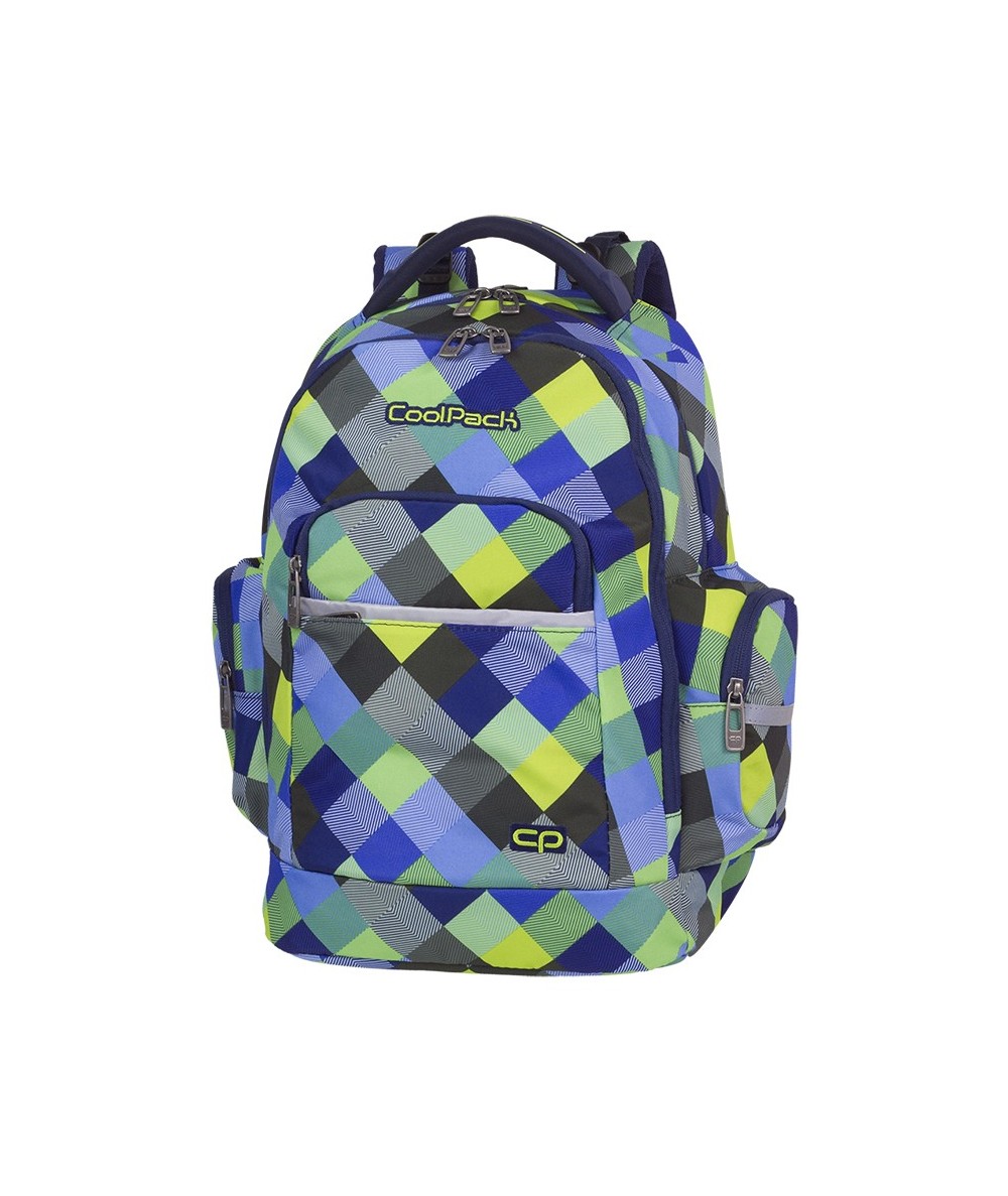 Plecak młodzieżowy CoolPack CP BRICK BLUE PATCHWORK w kratkę, modny plecak dla chłopaka, fajny plecak dla chłopaka