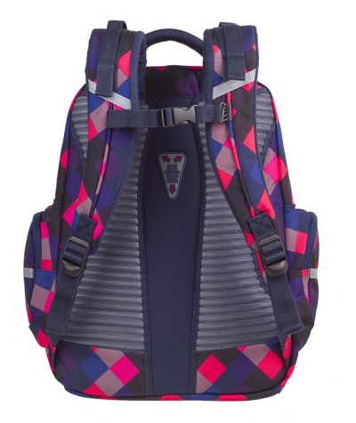 Plecak młodzieżowy CoolPack CP BRICK ELECTRIC PINK różowe kwadraty - modny plecak szkolny, zdrowy plecak szkolny