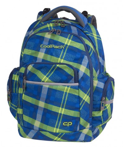 Plecak młodzieżowy CoolPack CP BRICK SPRINGFIELD zielona krata, modny plecak dla chłopaka do szkoły, fajny plecak dla chłopaka