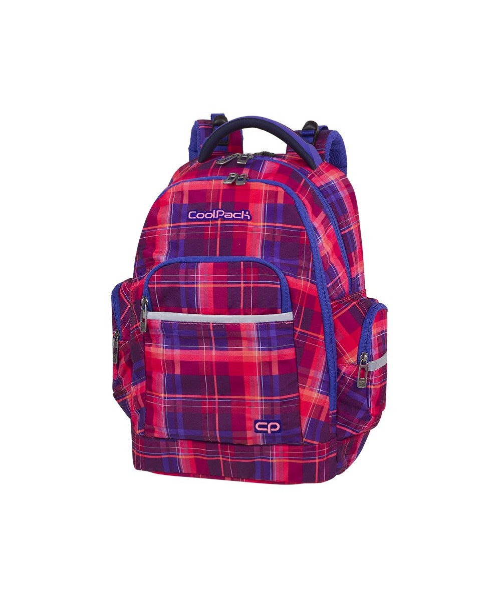 Plecak młodzieżowy CoolPack CP BRICK MELLOW PINK różowy w kratkę - A509 - modny plecak szkolny dla ucznia, fajny plecak szkolny