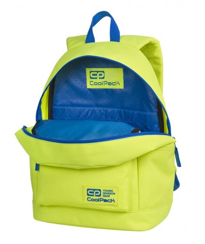 Plecak miejski CoolPack CP CROSS EVA NEON YELLOW neonowy żółty - neonowy plecak miejski, modny plecak na studia