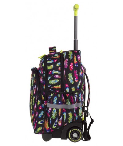 Plecak na kółkach CoolPack CP JUNIOR FEATHERS pióra - A235 + LUNCHBOX. Egzotyczny plecak w pióra dla dziewczyny