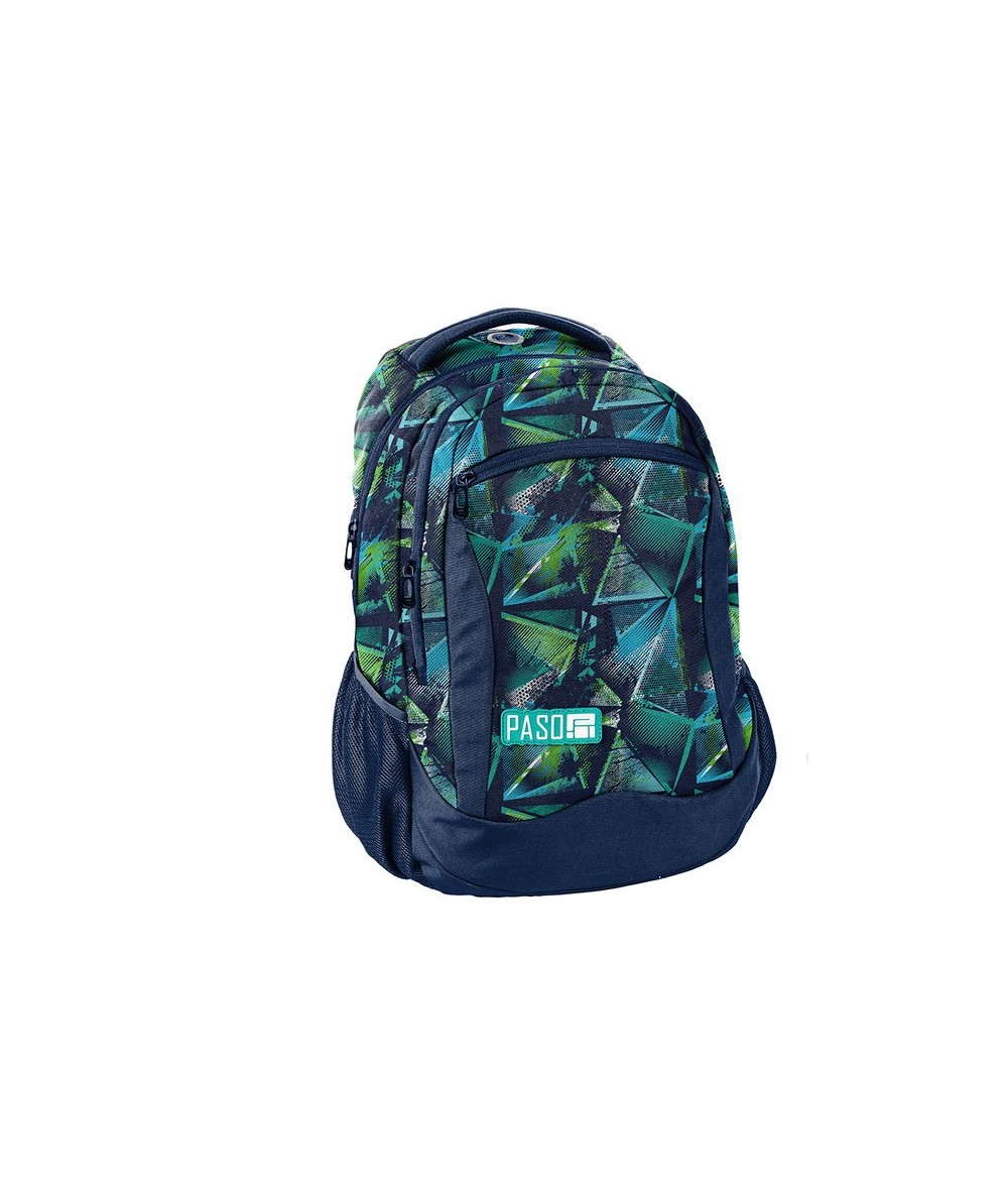 Plecak w trójkąty: zielony i niebieski dla chłopaka Paso Unique