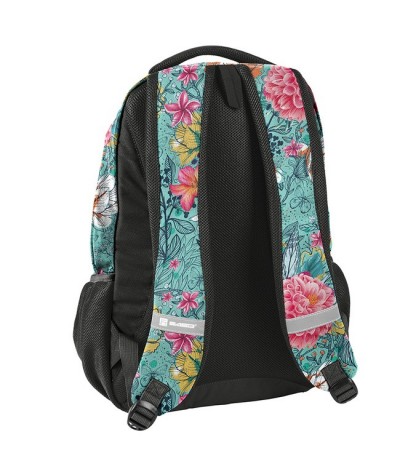 Plecak w kwiaty: miętowy i różowy dla dziewczynki miętowy do szkoły