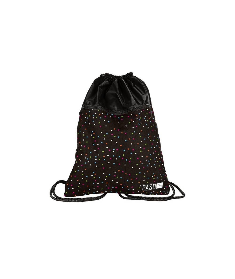 Czarny plecak w kropeczki Paso Unique dla dziewczynki do szkoły
