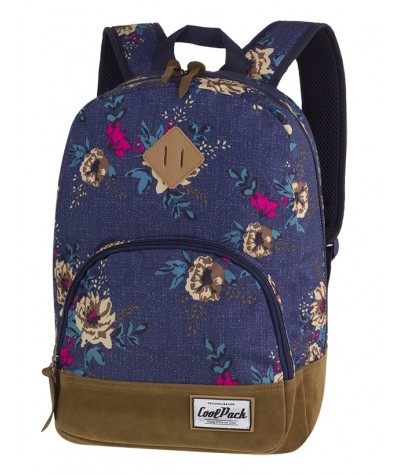 Plecak miejski CoolPack CP CLASSIC BLUE DENIM FLOWERS dżins w kwiaty - plecak wycieczkowy dla dziewczyny, miejski plecak w kwiat