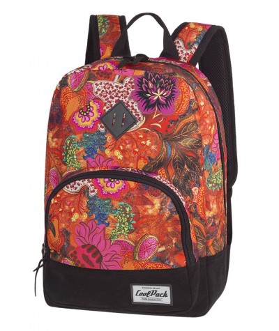 Plecak miejski CoolPack CP CLASSIC FLOWER EXPLOSION pomarańczowy - plecak wycieczkowy dla dziewczyny, miejski plecak w kwiaty