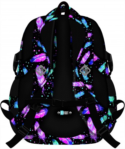 Plecak młodzieżowy 01 ST.RIGHT FEATHERS piórka supermodny plecak dla nastolatki w ptasie pióra, tropikalny plecak