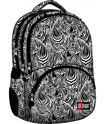 Plecak młodzieżowy ST.RIGHT ZEBRA czarno-biały BP07 - czarno biały plecak, plecak zebra, plecak motyw zebry