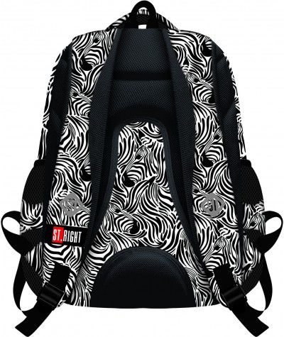 Plecak młodzieżowy ST.RIGHT ZEBRA czarno-biały BP07 - czarno biały plecak, plecak zebra, plecak motyw zebry