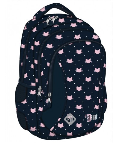 Plecak do pierwszej klasy ST.RIGHT MEOW koty BP26 - modny plecak dla dziewczyny we wzór kotków, plecak w koty