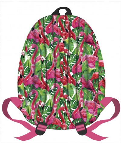 Plecak miejski, wycieczkowy ST.RIGHT FLAMINGO PINK & GREEN flamingi BP09 - modny plecak dla dziewczyny, plecak flamingi