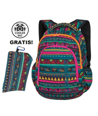Plecak dla dziewczynki do szkoły klasy 1-3 CoolPack CP PRIME MEXICAN TRIP aztecki plecak dla dziewczynki GRATIS meksykański wzór
