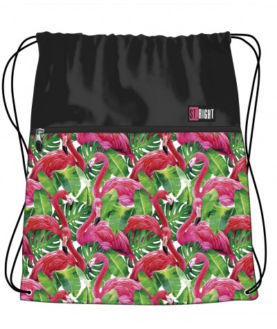 Worek szkolny / na buty / na WF ST.RIGHT FLAMINGO PINK & GREEN flamingi worek na wf dla dziewczyny, plecak-worek na obuwieSO1