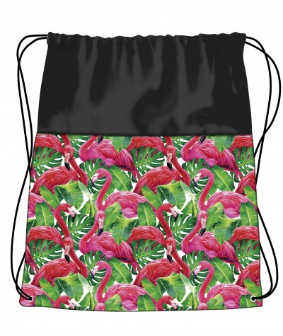 Worek szkolny / na buty / na WF ST.RIGHT FLAMINGO PINK & GREEN flamingi worek na wf dla dziewczyny, plecak-worek na obuwieSO1