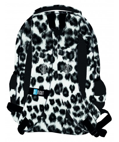 Plecak młodzieżowy ST.RIGHT PANTHER biała pantera BP29 - modny plecak dla dziewczyny, plecak w panterkę, plecak panterka