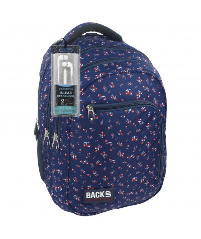 Plecak BackUP D 26 kwiatuszki do szkoły + GRATIS słuchawki - modny plecak dla dziewczyny, plecak w kwiatki, fajny plecak