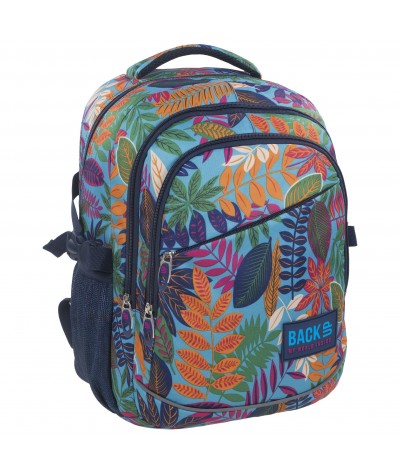 Plecak BackUP G 51 kolorowe liście lekki do szkoły - modny plecak, plecak w liście, plecak na wycieczki dla dziewczynki