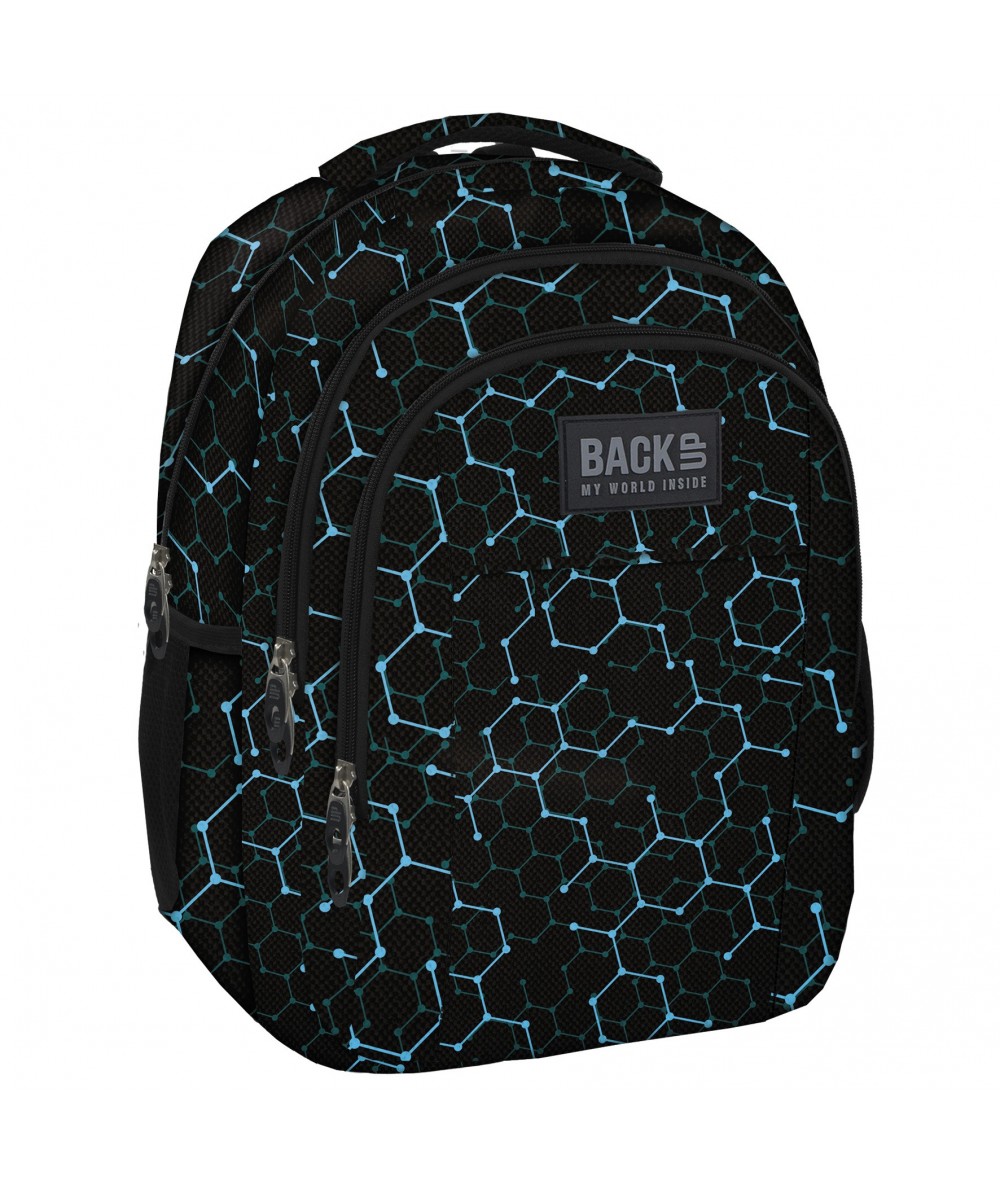 Plecak BackUP H 5 chemiczna abstrakcja do szkoły - wyjątkowy plecak dla chłopaka, modny plecak dla chłopca do szkoły