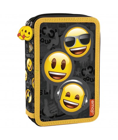 Piórnik z wyposażeniem dwukomorowy Emoji z emotkami