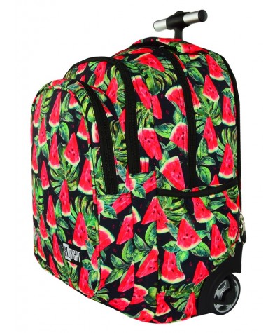 Plecak na kółkach ST.RIGHT WATERMELON arbuzy - soczysty plecak w czerwone arbuzy i zielone liście dla dziewczyny