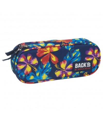 Piórnik szkolny / etui BackUP A 2 w kwiaty, modny plecak w kwiatki, plecak dla dziewczyny